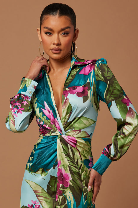 Kyoto Satin Maxi Dress Green