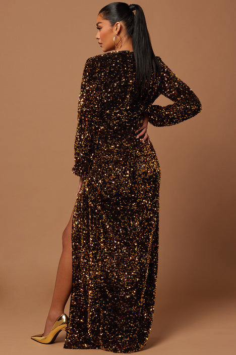 Black And Gold Sequins Evening Gown Appliqued Prom Dresses - Na Dhukan -  Pure Desi Market