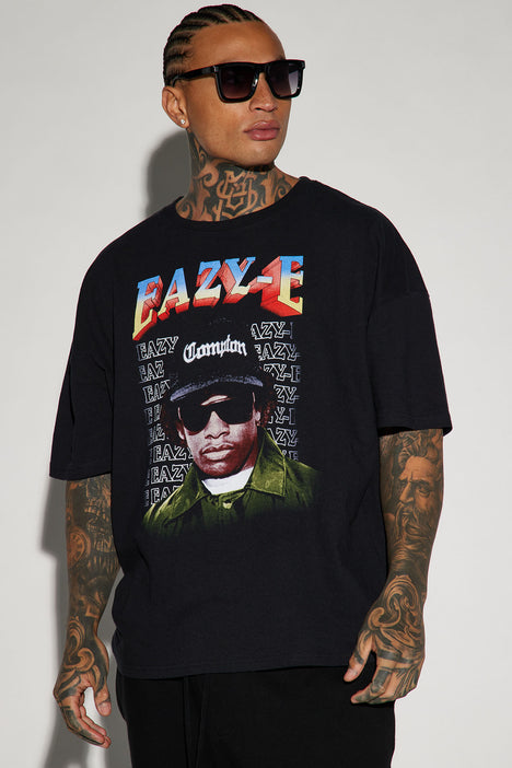 Eazy E Sunglasses Photo Black Oversized Short Sleeve Tee Black