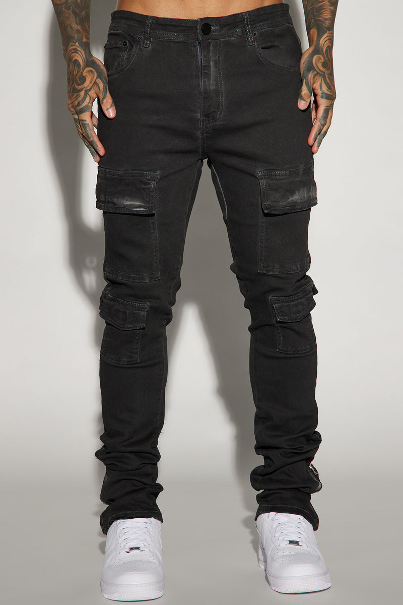 Triple Cargo Stacked Skinny Flare Jeans - Black Wash | Fashion Nova ...