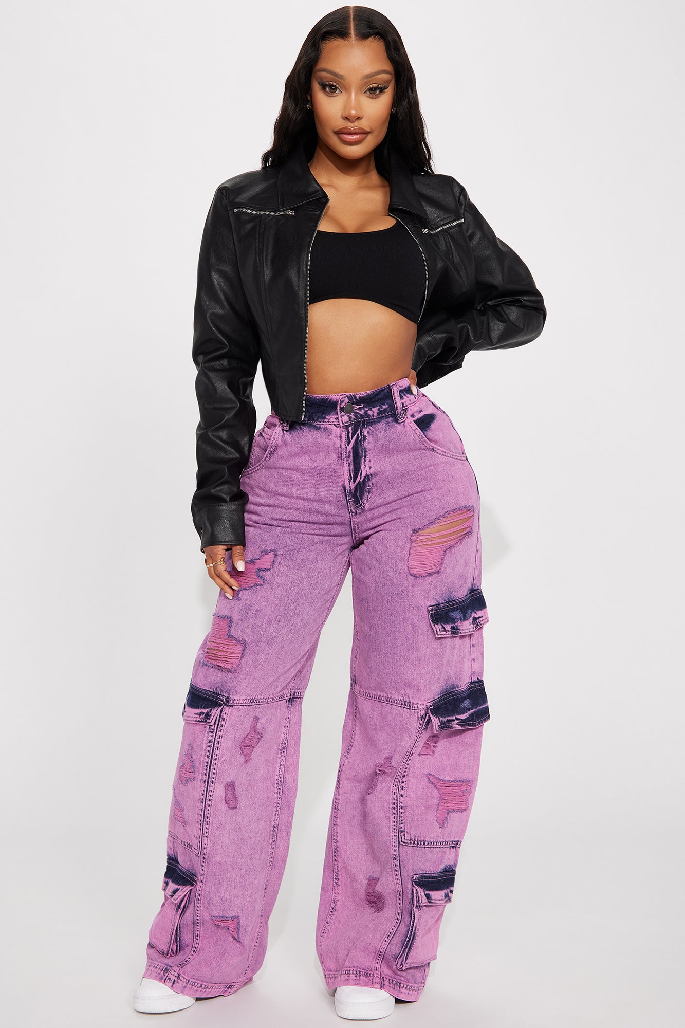 Mixed Signals Ripped Baggy Jeans - Pink, Fashion Nova, Jeans