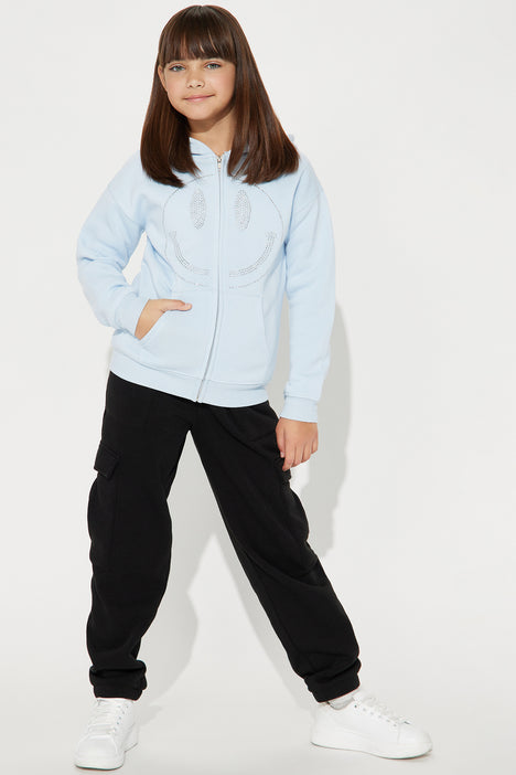 Black rhinestone smiley face hoodie sale
