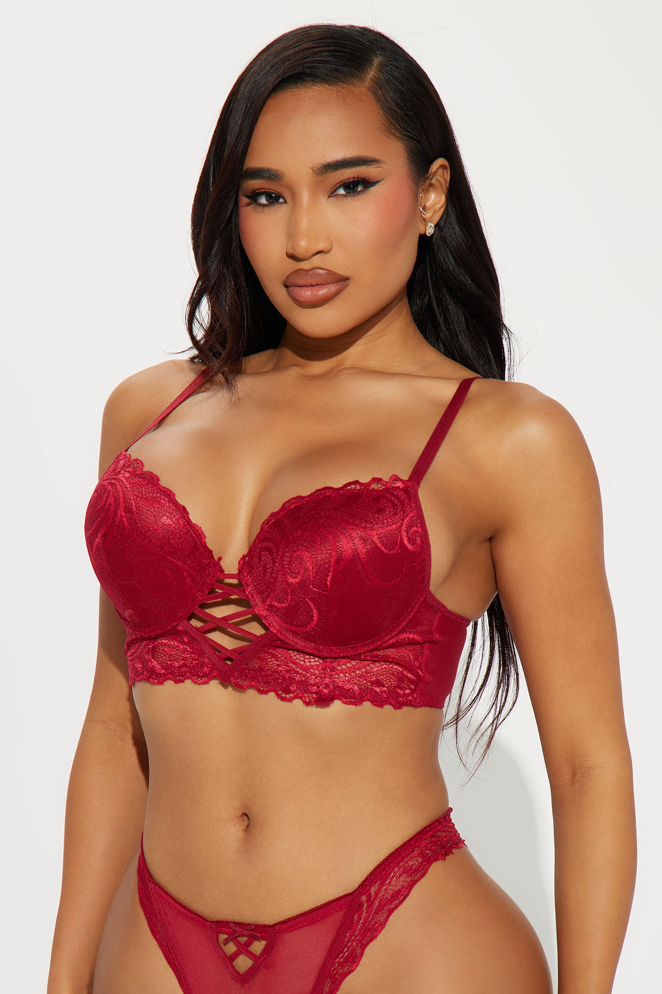 Won't Forget Me Lace Longline Bra - Red