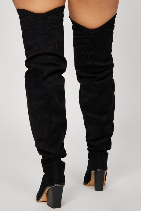 Black thigh high cowboy boots clearance