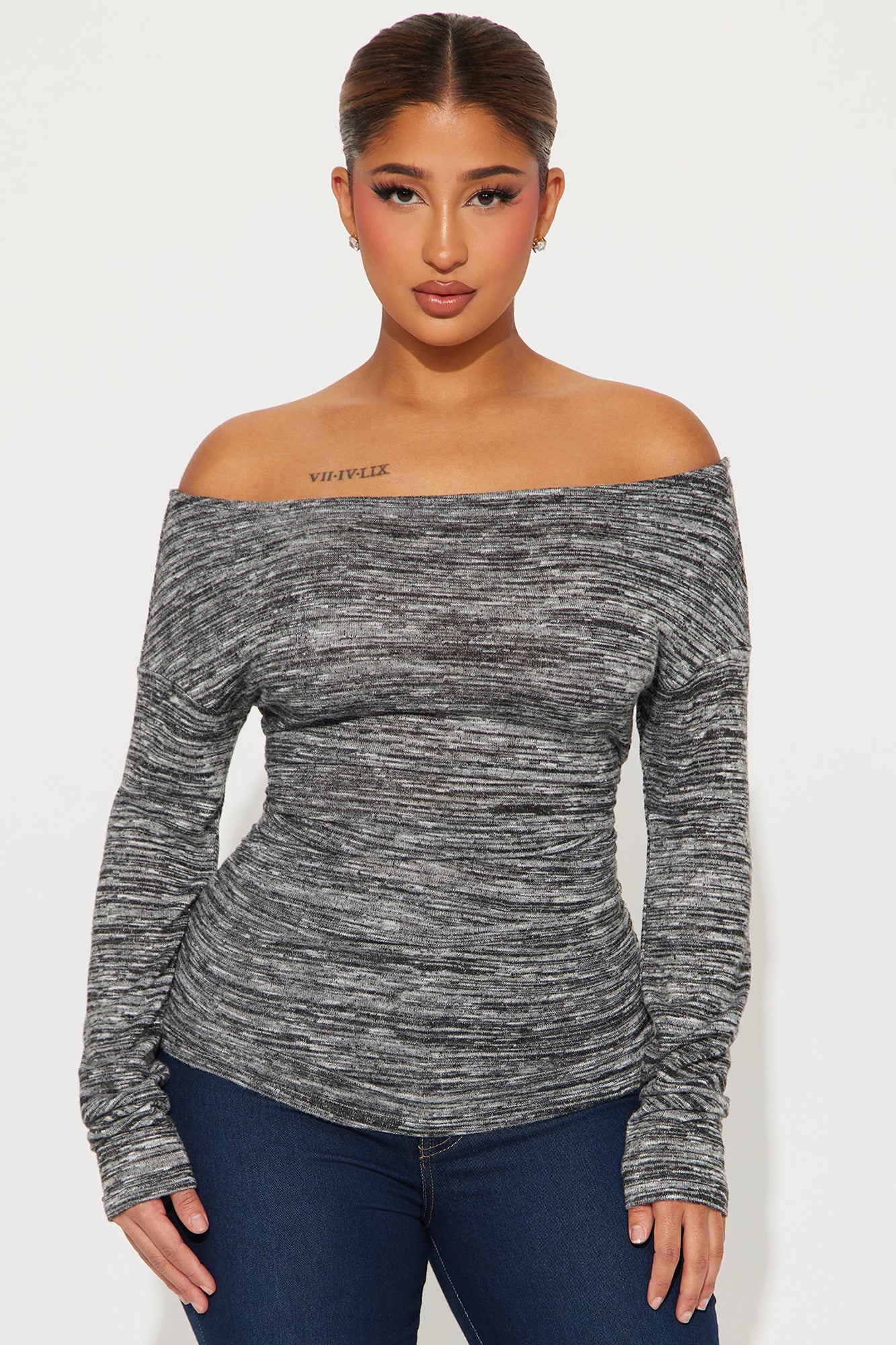 Only Forever Off Shoulder Top - Black/combo, Fashion Nova, Knit Tops