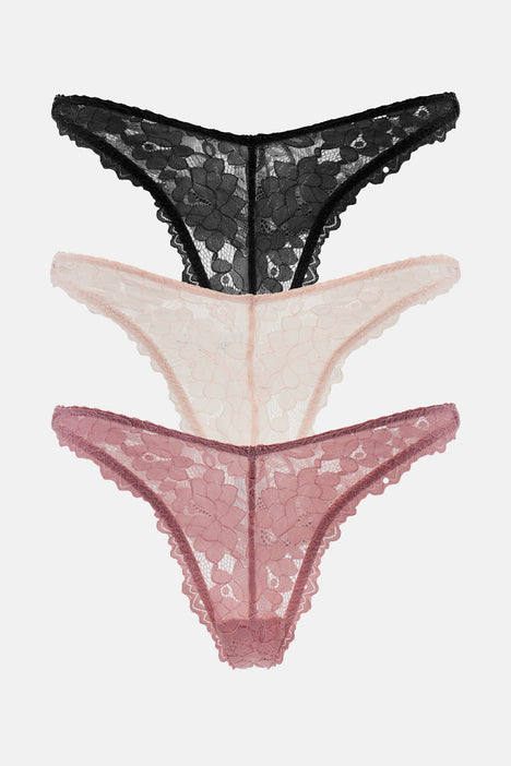 Come A Little Closer 3 Pack Cheeky Panties - Mauve/combo