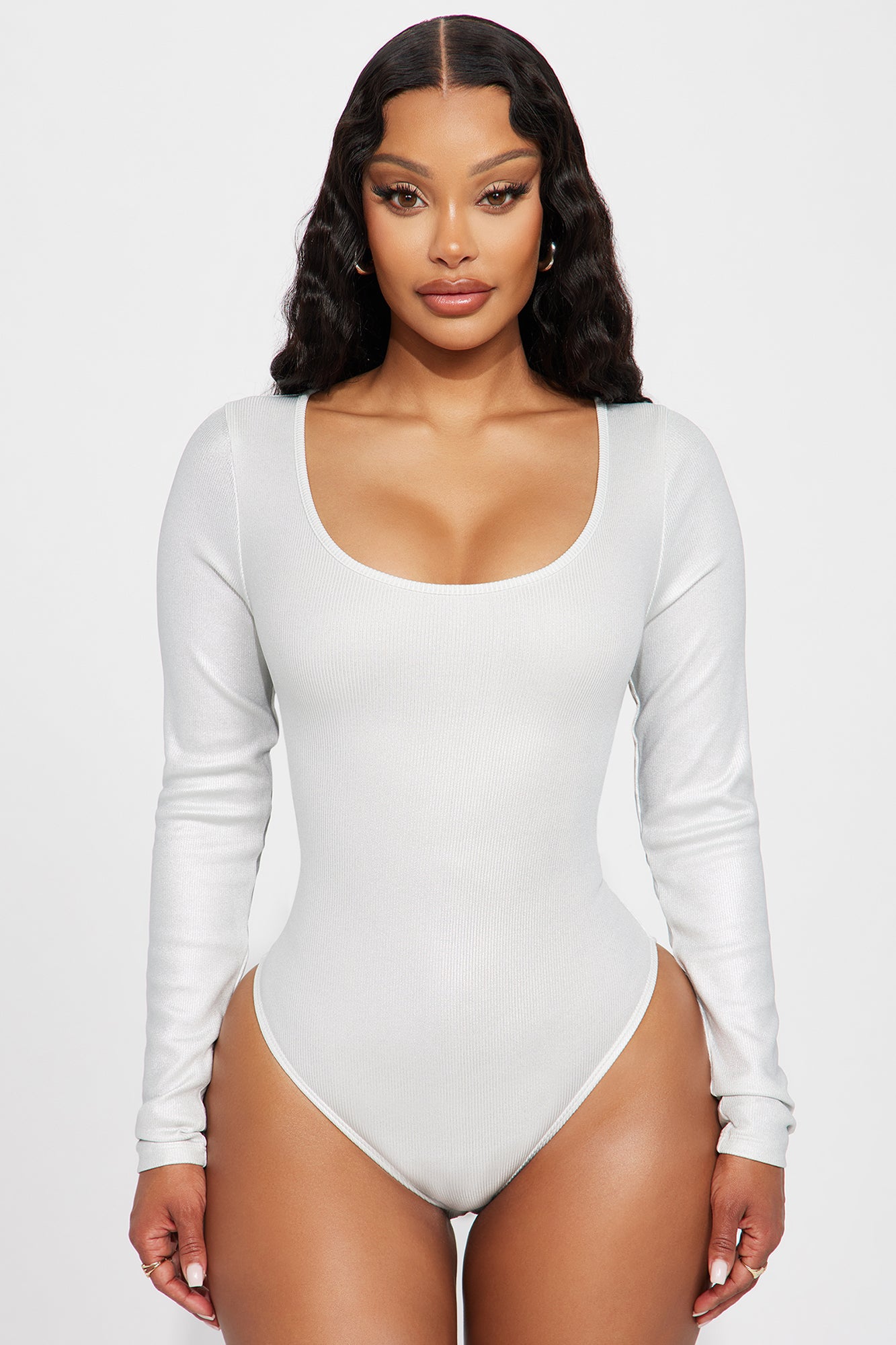 Silver long sleeve bodysuit new arrivals