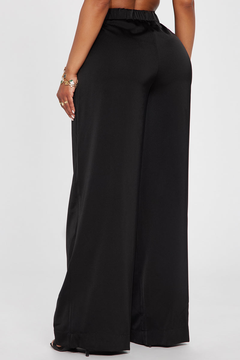 Ibiza Satin Wide Leg Pant - Black | Fashion Nova, Pants | Fashion Nova