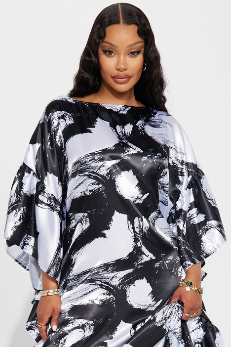 Black and white kaftan dress online
