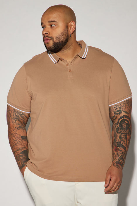 Mens khaki polo shirt hot sale