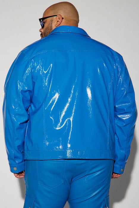 Da Baddie Faux Leather Trucker Jacket Blue Fashion Nova Mens