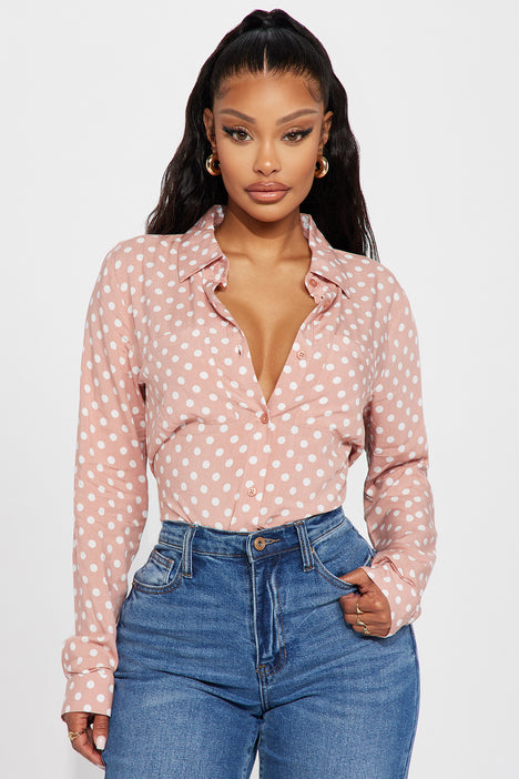 Pink polka sales dot shirt