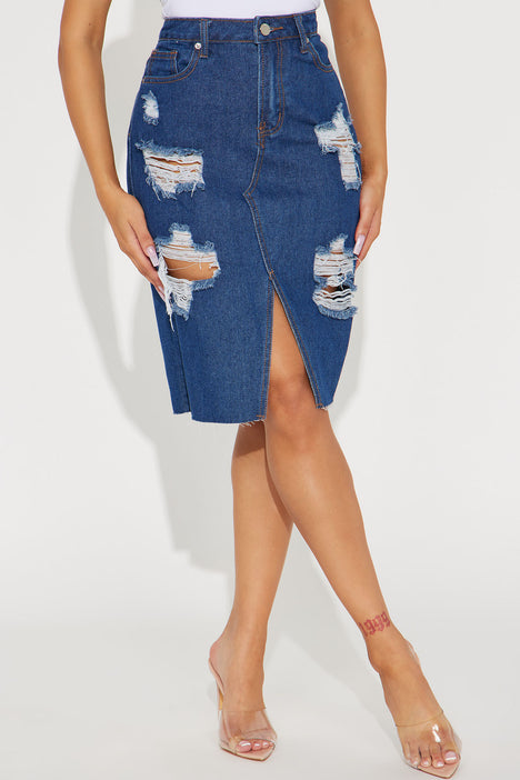 Crushin On You Denim Midi Skirt Dark Wash Fashion Nova Skirts Fashion Nova
