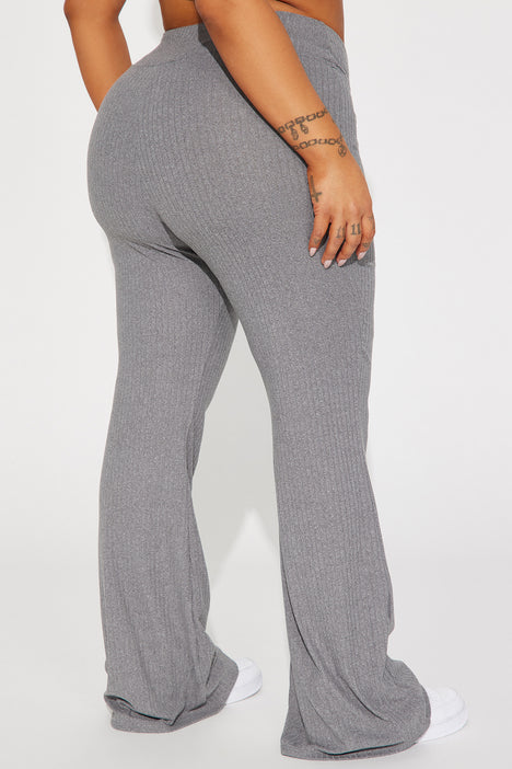 Opposites Attract Ribbed Flare Pant - Charcoal, Fashion Nova, Pants