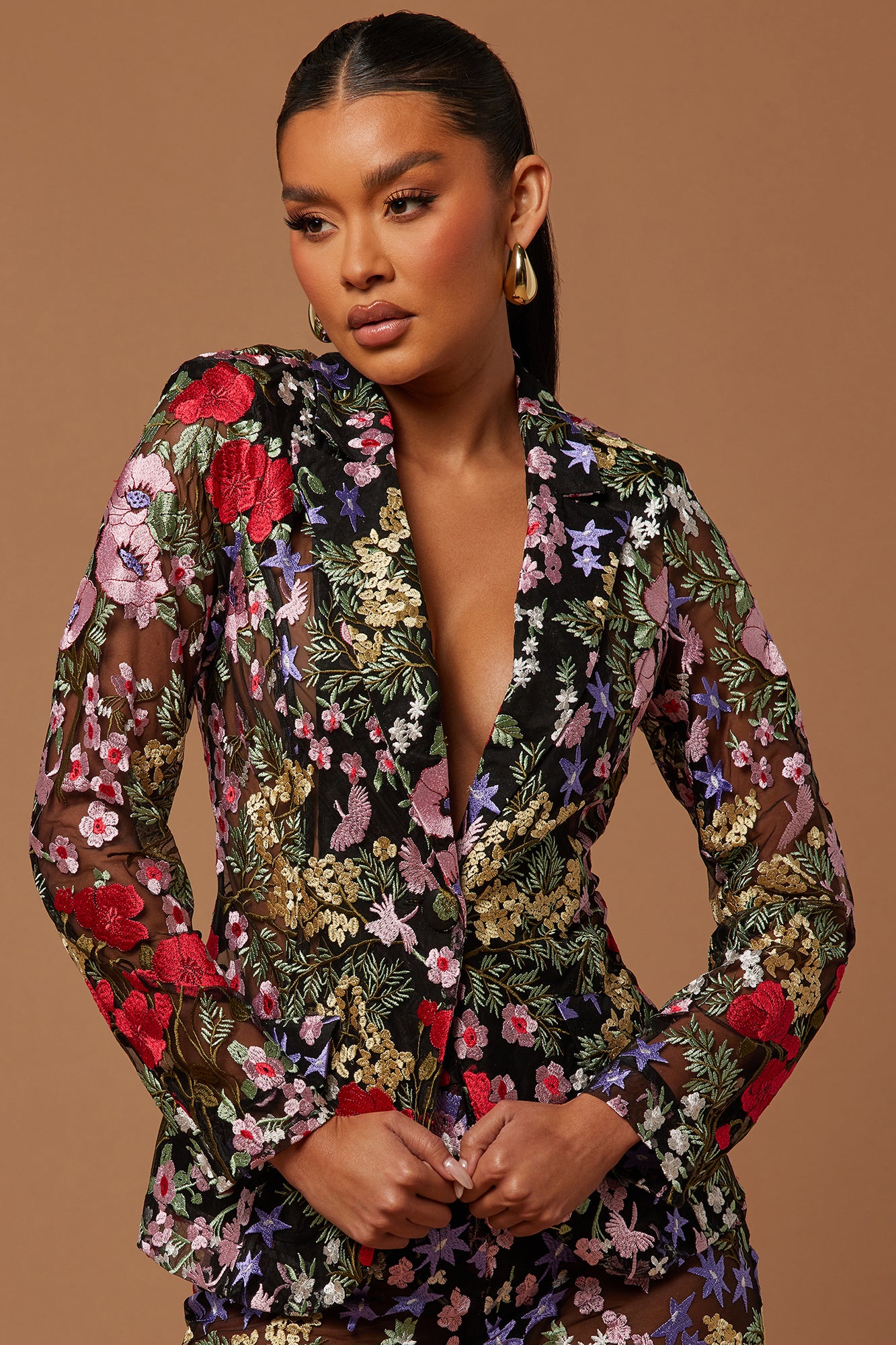 Floral embroidered deals blazer