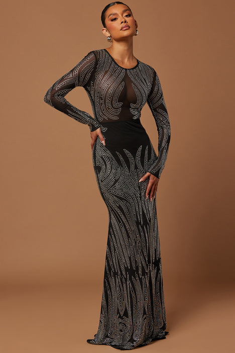 Black embellished discount gown