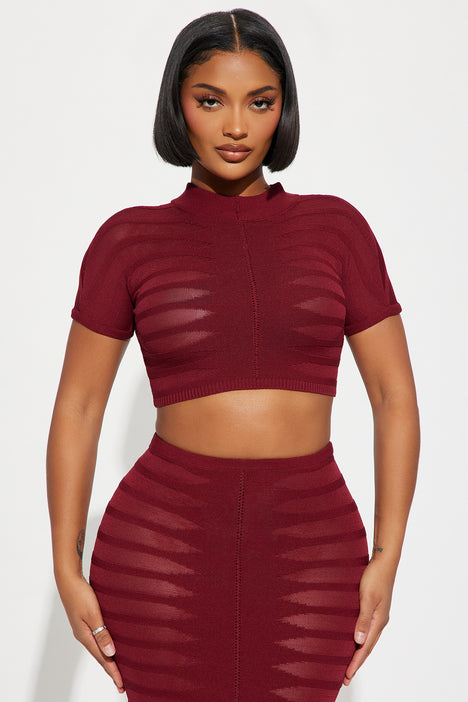 Love Me Sweater Skirt Set Burgundy Fashion Nova Matching Sets