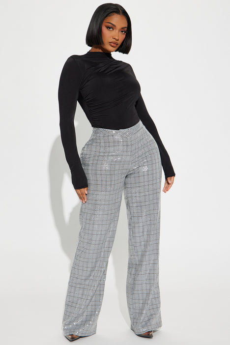 Sequin plaid pants sale