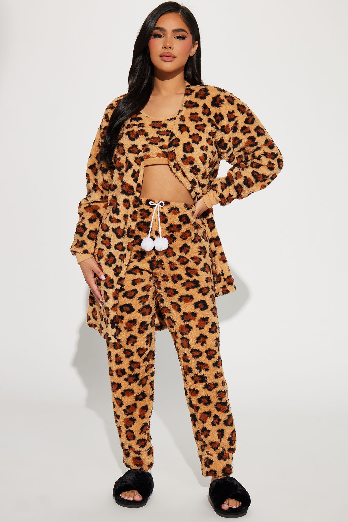 Wildest Dreams Sherpa PJ Pant Set Brown Fashion Nova Lingerie