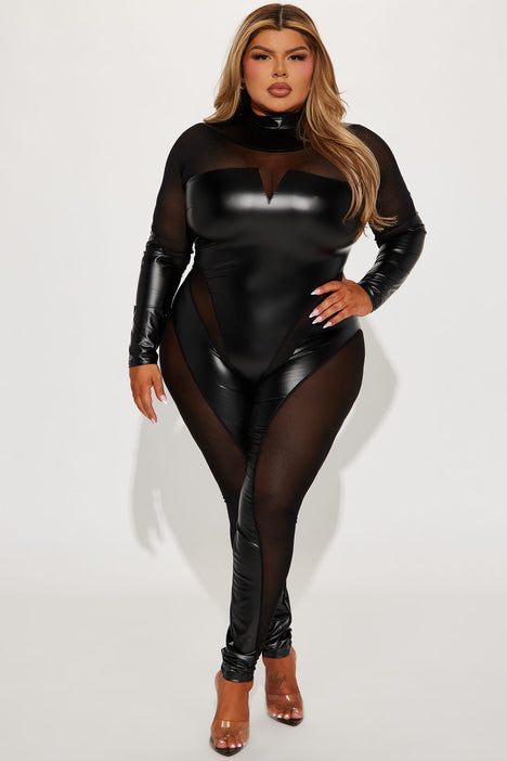 Make It Spicy Faux Leather Jumpsuit Black Fashion Nova