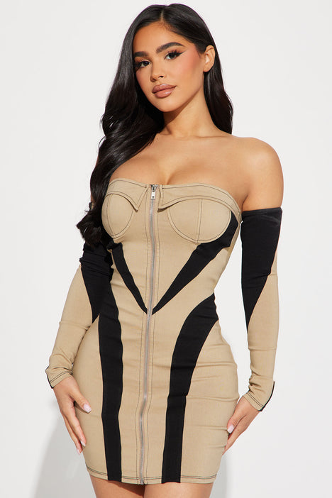 Daria Colorblock Mini Dress Black combo