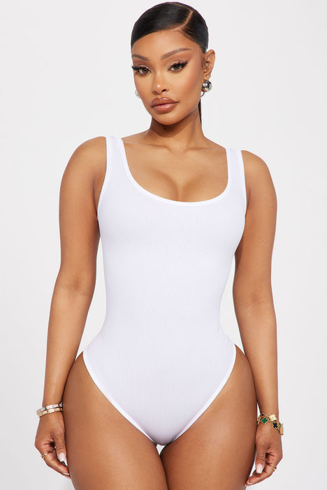 Natalie Ribbed Seamless Bodysuit - White