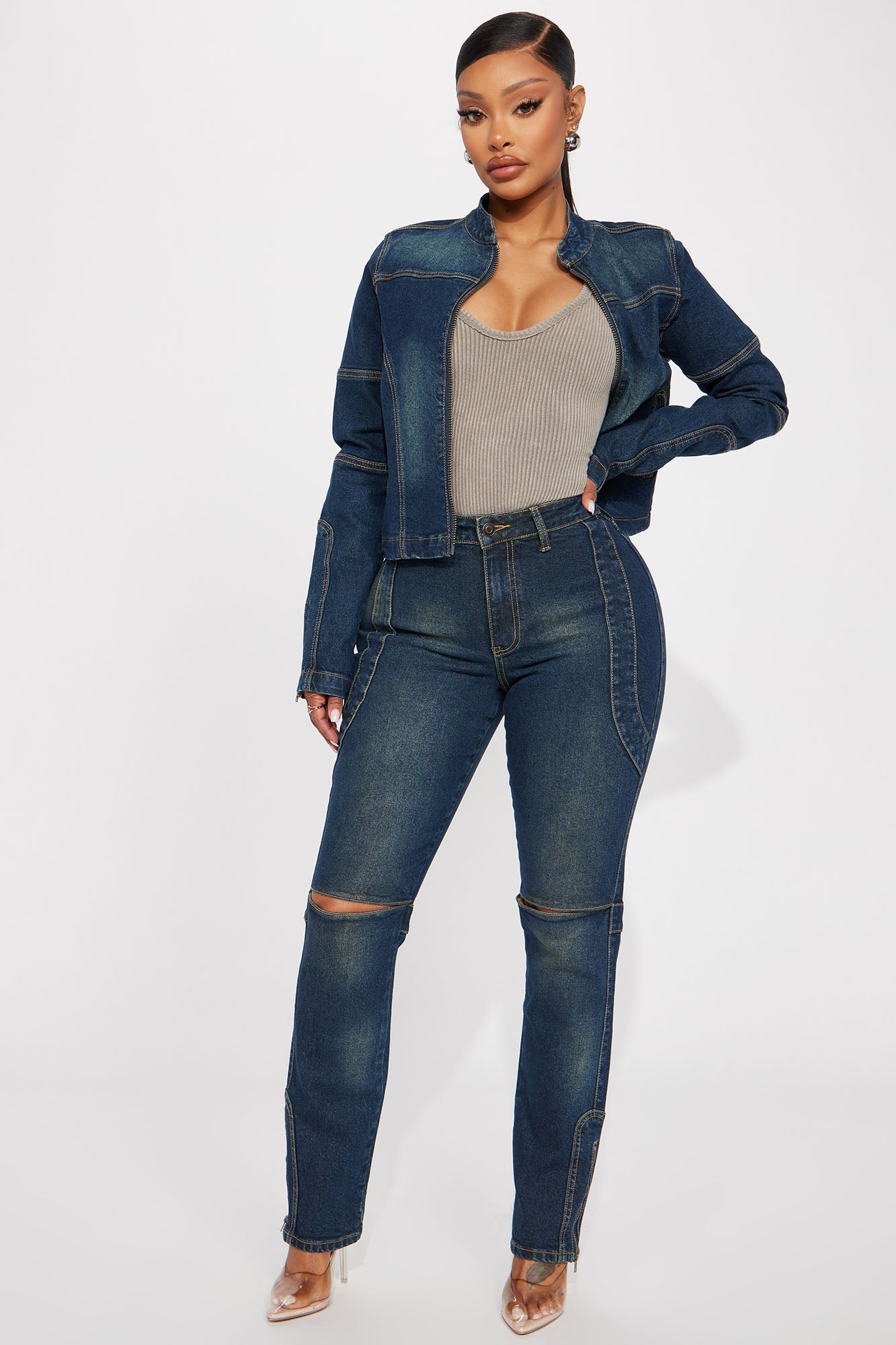 Dark wash straight deals leg jeans womens