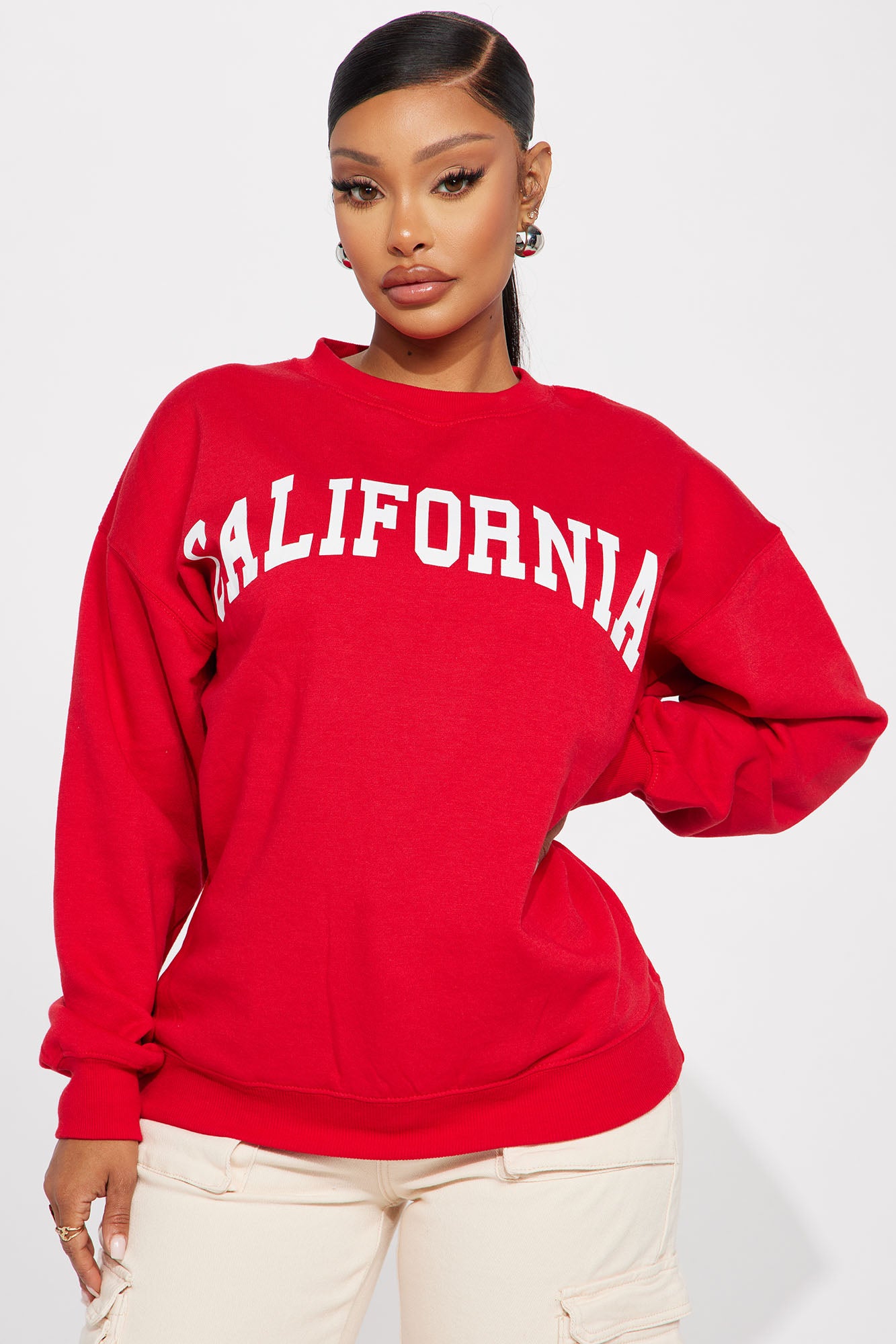 California Vintage Crew Neck Sweatshirt Red Fashion Nova