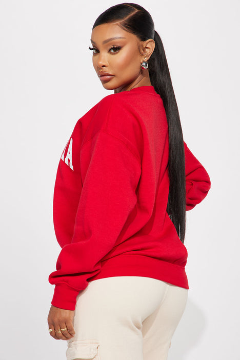 California Vintage Crew Neck Sweatshirt Red Fashion Nova