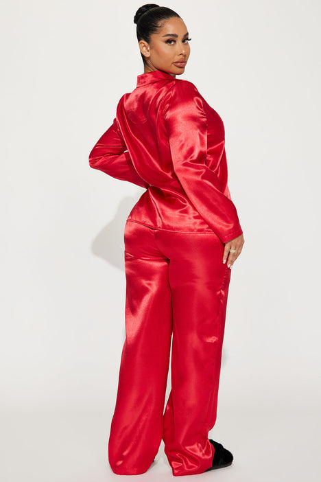 Red satin pajama discount pants