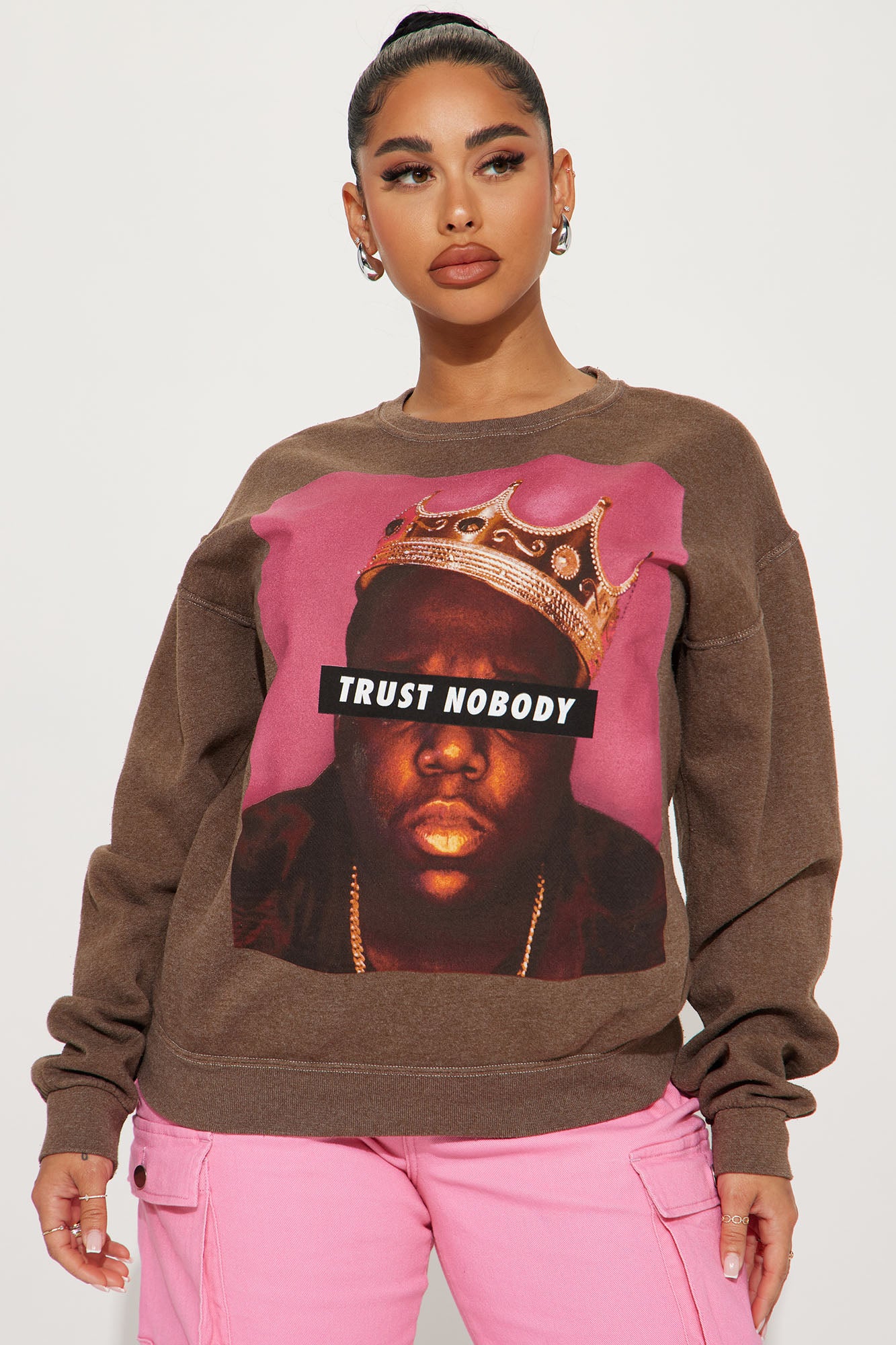 Trust Nobody Biggie Sweatshirt Brown