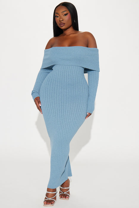 Off shoulder deals ribbed midi dress