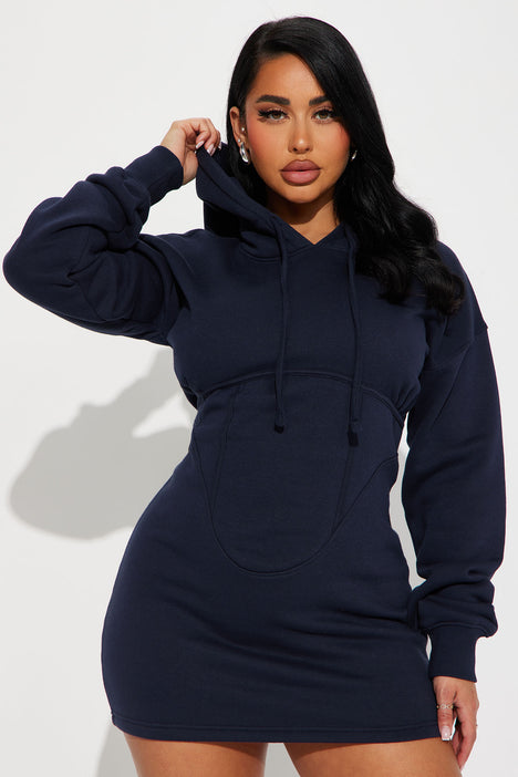 Cool Days Mini Sweatshirt Dress Navy