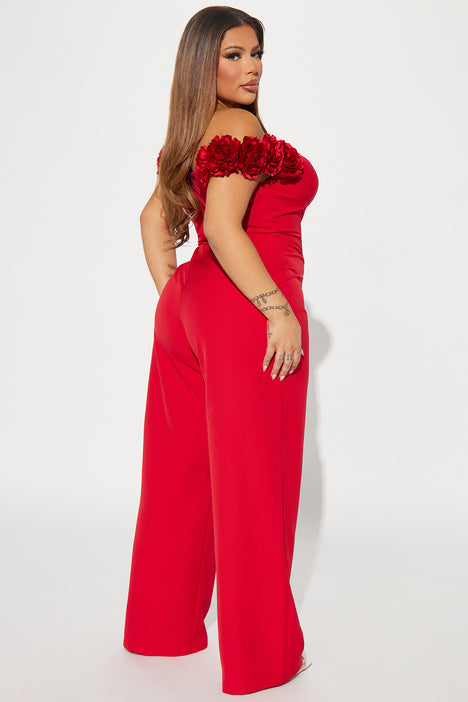 Red flower jumpsuit outlet