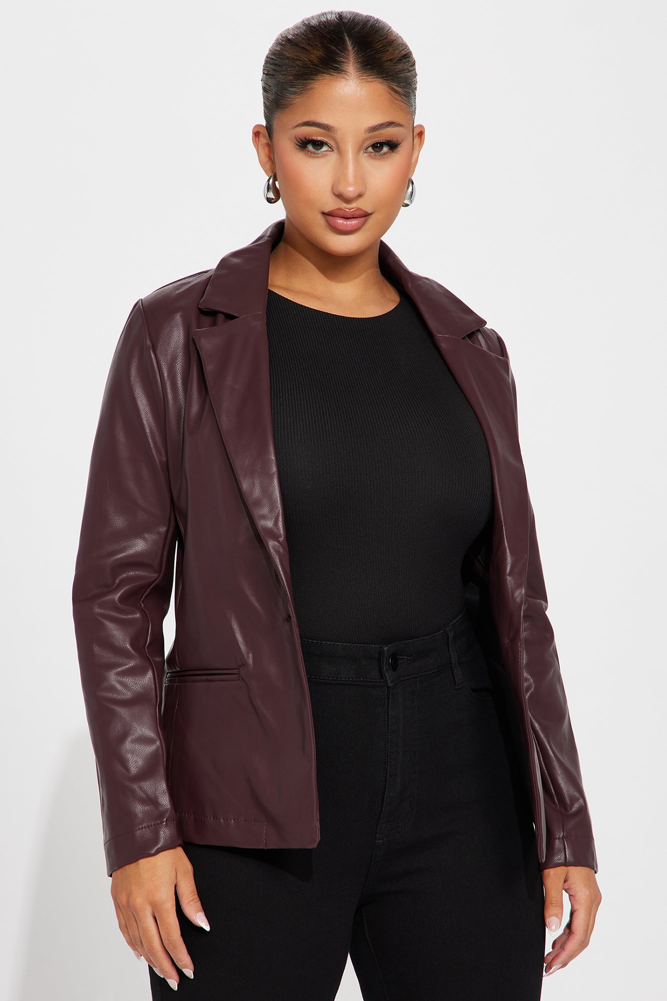 Plum biker jacket top