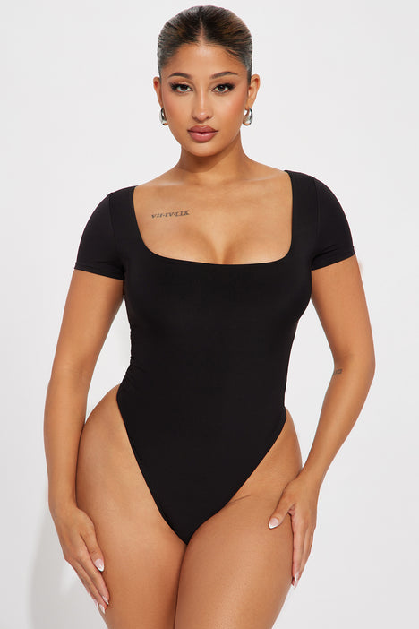 Not Myself Double Lined Bodysuit - Black