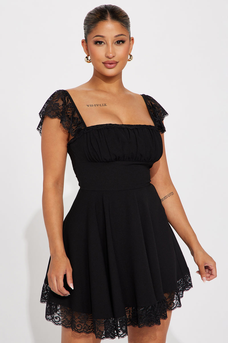 Alexandria Lace Trim Mini Dress