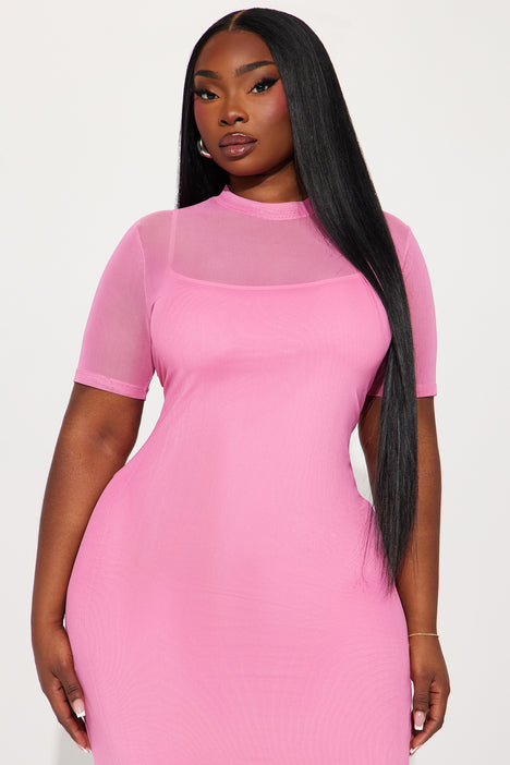 Pink dress size 22 sales