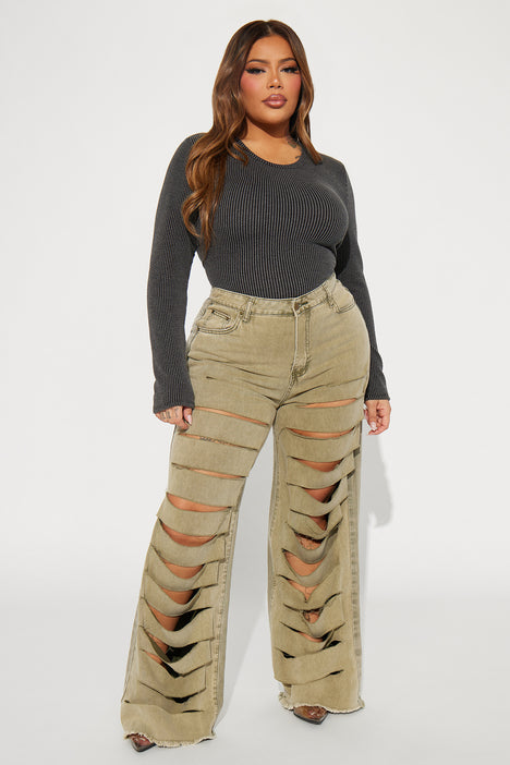 Test The Limit Distressed Pant - Olive, Fashion Nova, Pants