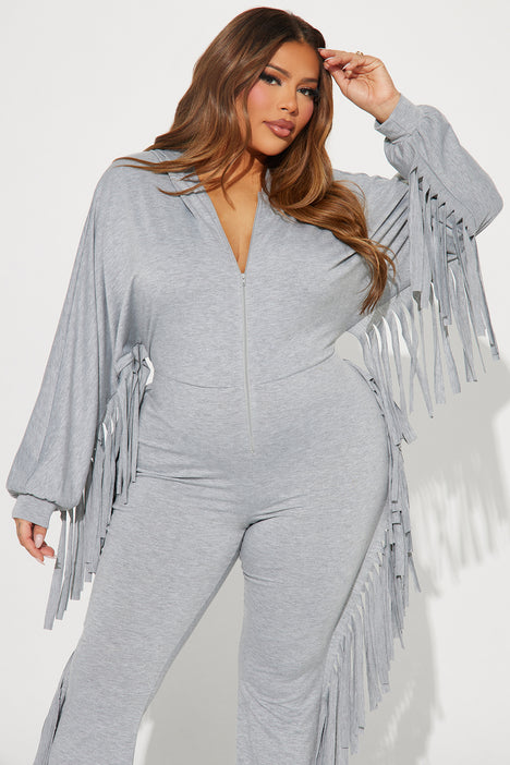 Fashion nova fringe jumpsuit deals