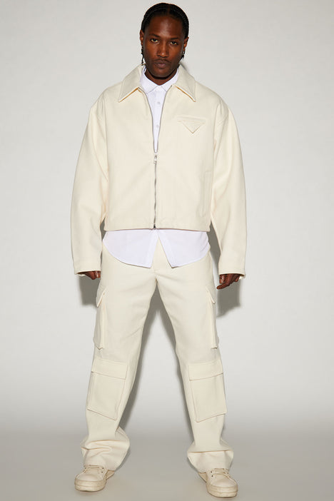 Wilder Textured Weave Cropped Jacket Cream Fashion Nova Mens
