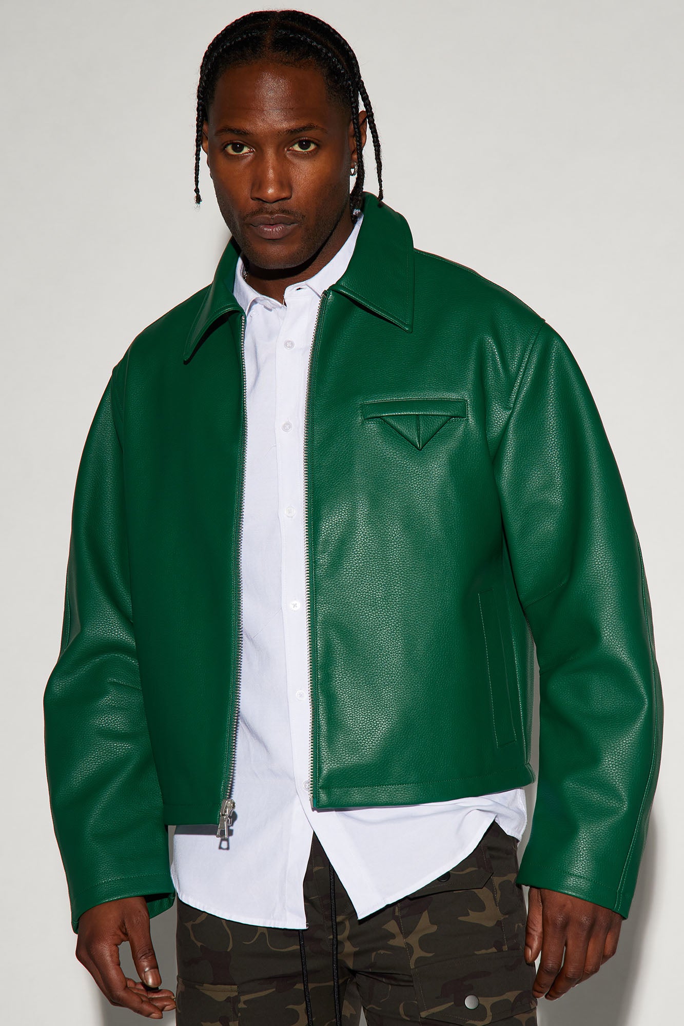 Faux green outlet leather jacket