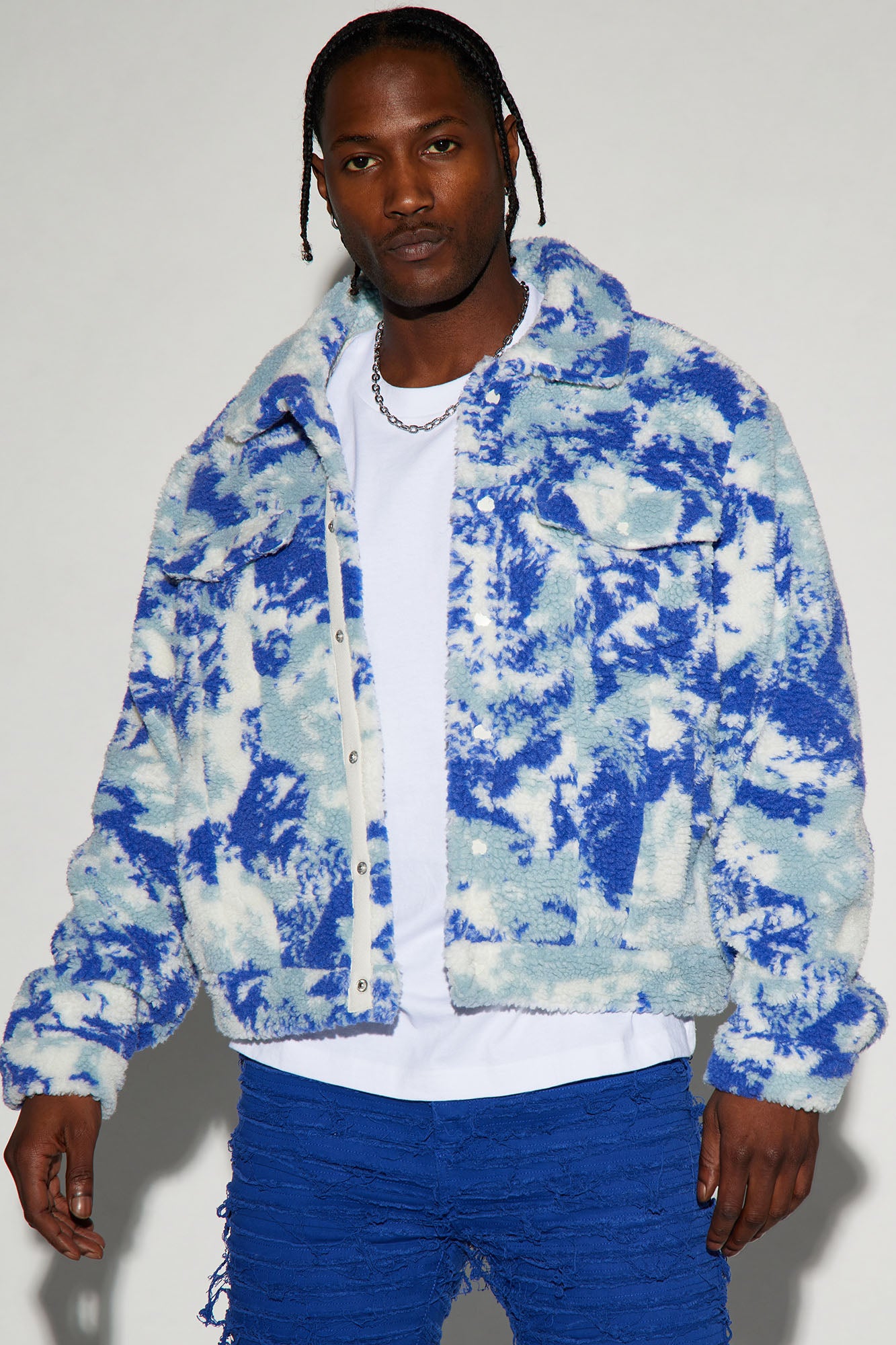 Edson Camo Sherpa Trucker Blue combo Fashion Nova Mens Casual