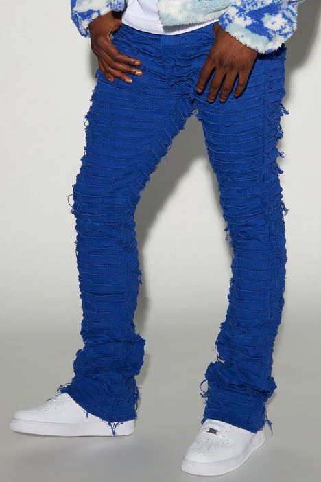 Royal blue sales stacked pants