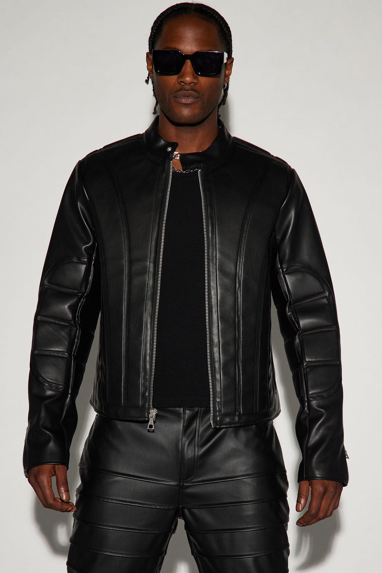 Faux leather moto jacket men's new arrivals