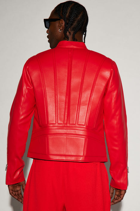 Red moto jacket sale