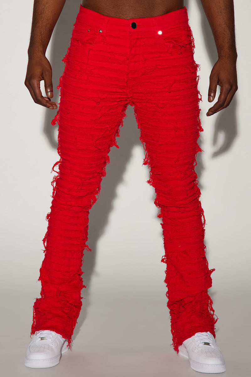 Crew Stacked Skinny Flare Pants Red Fashion Nova, Mens Jeans