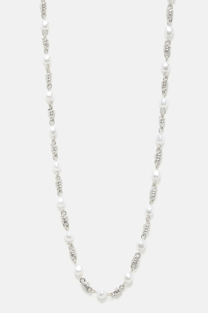 Pearl Barbed Wire Necklace Silver/Multi Fashion Nova, Mens Jewelry