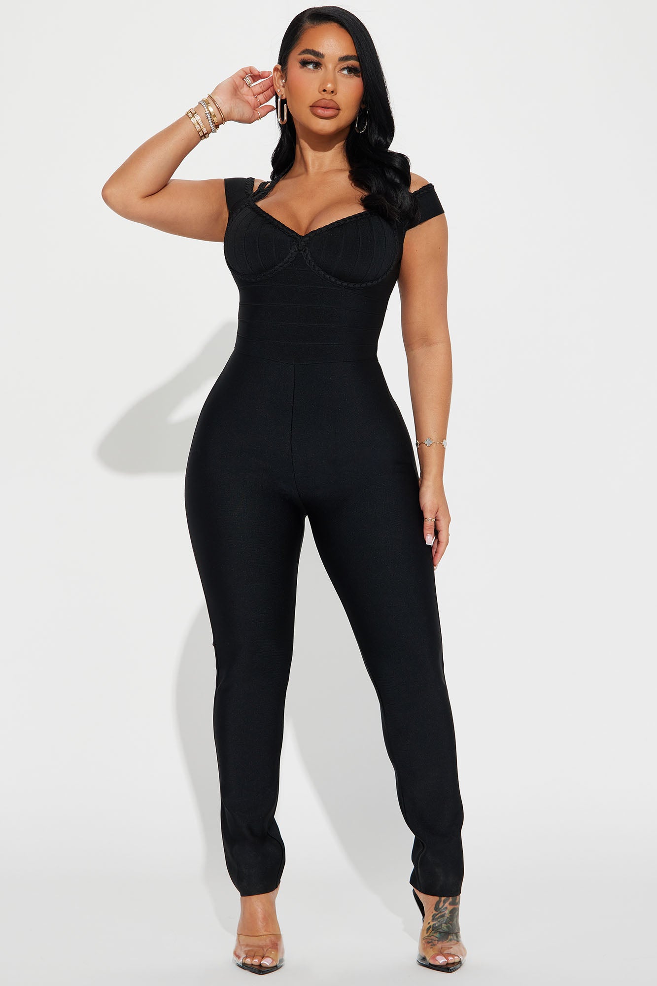 Plus size cheap bandage jumpsuit