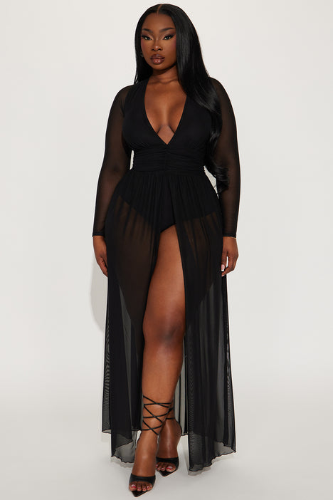 Plus size sheer maxi dress discount
